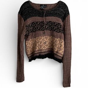Carole Little Black and Brown Patterned Cardigan